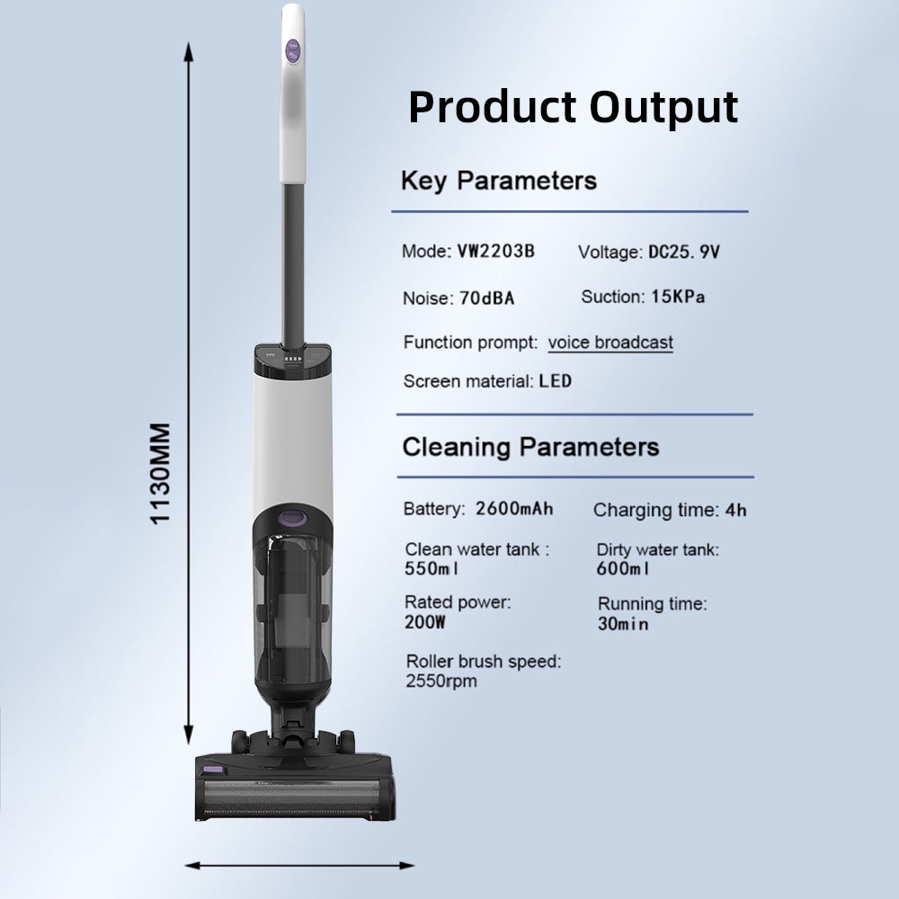 Tinsol VW2203 Cordless Wireless Wet Dry Smart Mop Washing Vacuum, 15000Pa Sucti image 5