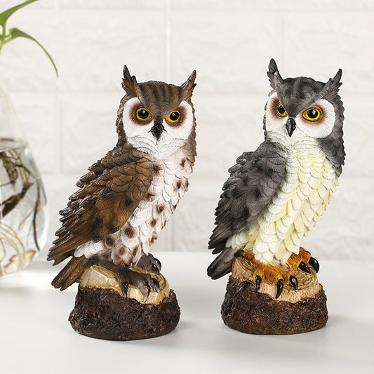 Creative Resin Owl Statue Bird Garden Sculpture Art Figurine Decorations for In