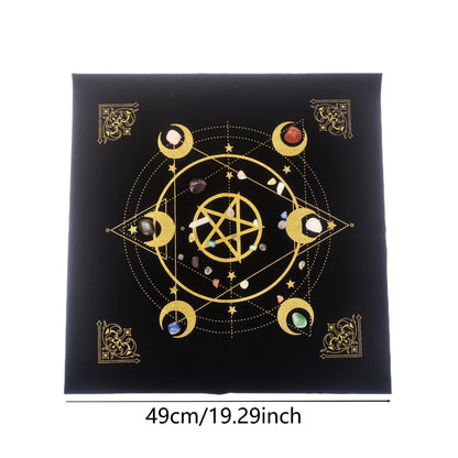 Art Altar Cloth 49x49cm, Black Gold Pentagram, Moon Universe Witchcraft Instead image 3