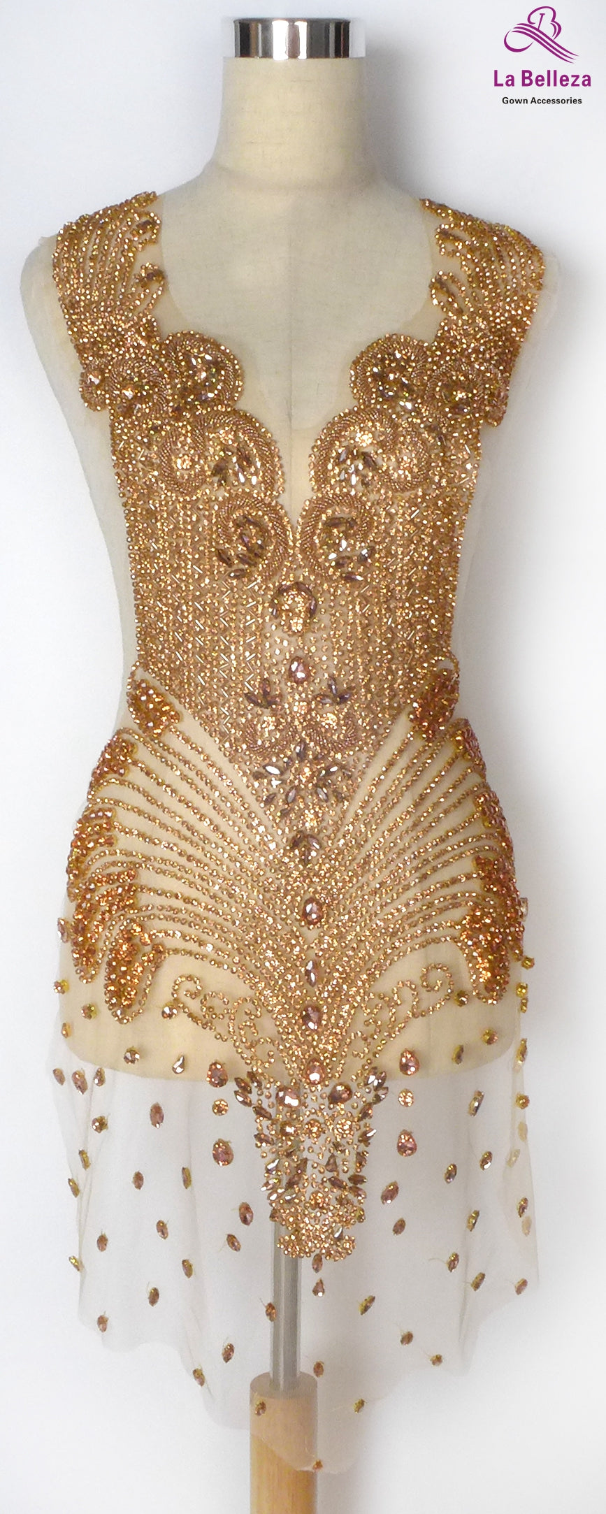 La Belleza black AB  rose gold silver Red crystal rhinestone long rich bodice a image 5