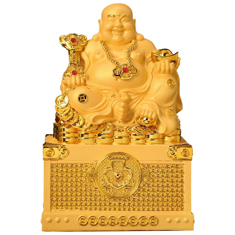 Laughing Buddha's Decoration To Piggy Bank Fortune Resin sculptureHandmade Stat image 4