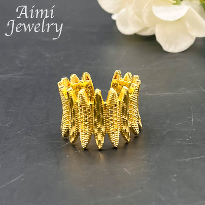 Trendy 18K Gold Plated Jewelry Set for Women Luxury Copper Bracelet Ring Africa image 3