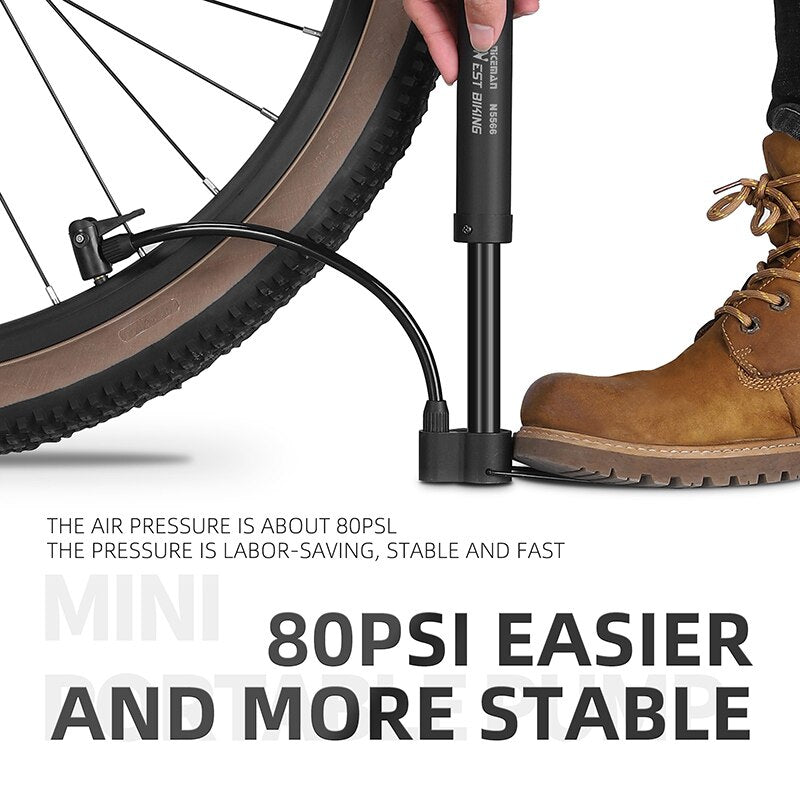 WEST BIKING MTB Bicycle Pump 80 PSI Bike Manual Air Pump Balloon Tire Inflator image 5