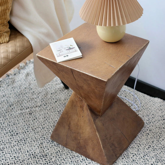 Lightweight Concrete Accent Table,Modern Geometry Side Table for Indoor and Out