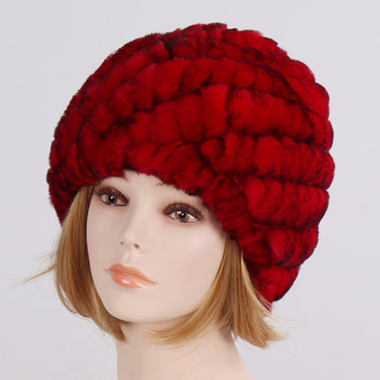 Lady Winter 100% Natural Real Rex Rabbit Fur Hat Women Soft Rex Rabbit Fur Cap  image 11