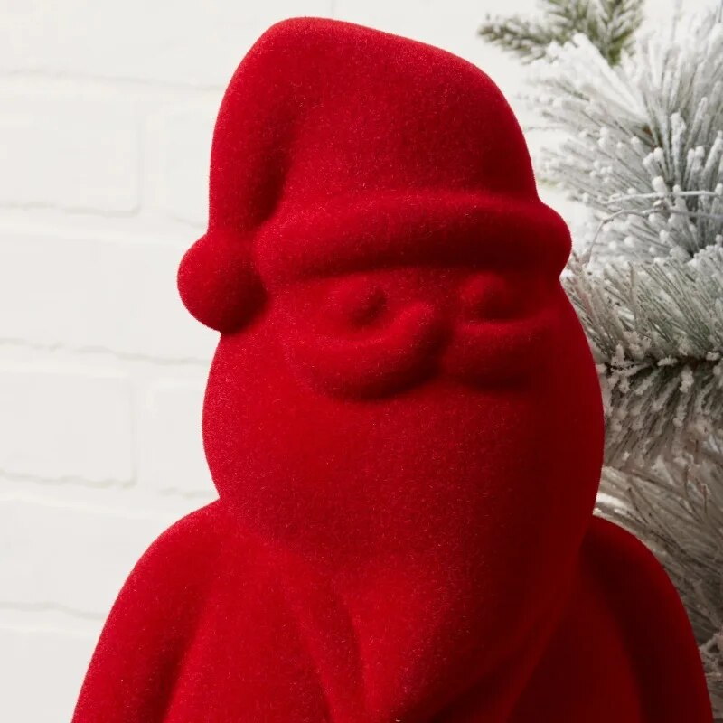 DUTRIEUX christmas decorations 2023 Red Flocked Santa Christmas Decoration, Foa image 6
