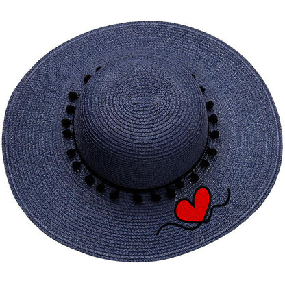 Custom Beach Hats With Name Embroidery Summer Sun Straw Hat for Women's Wide Bri
