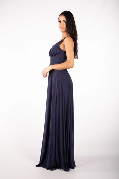 FATAPAESE Spandex Bridesmaid Dresses Satin V-Neck Slit Wedding Party Backless W image 4