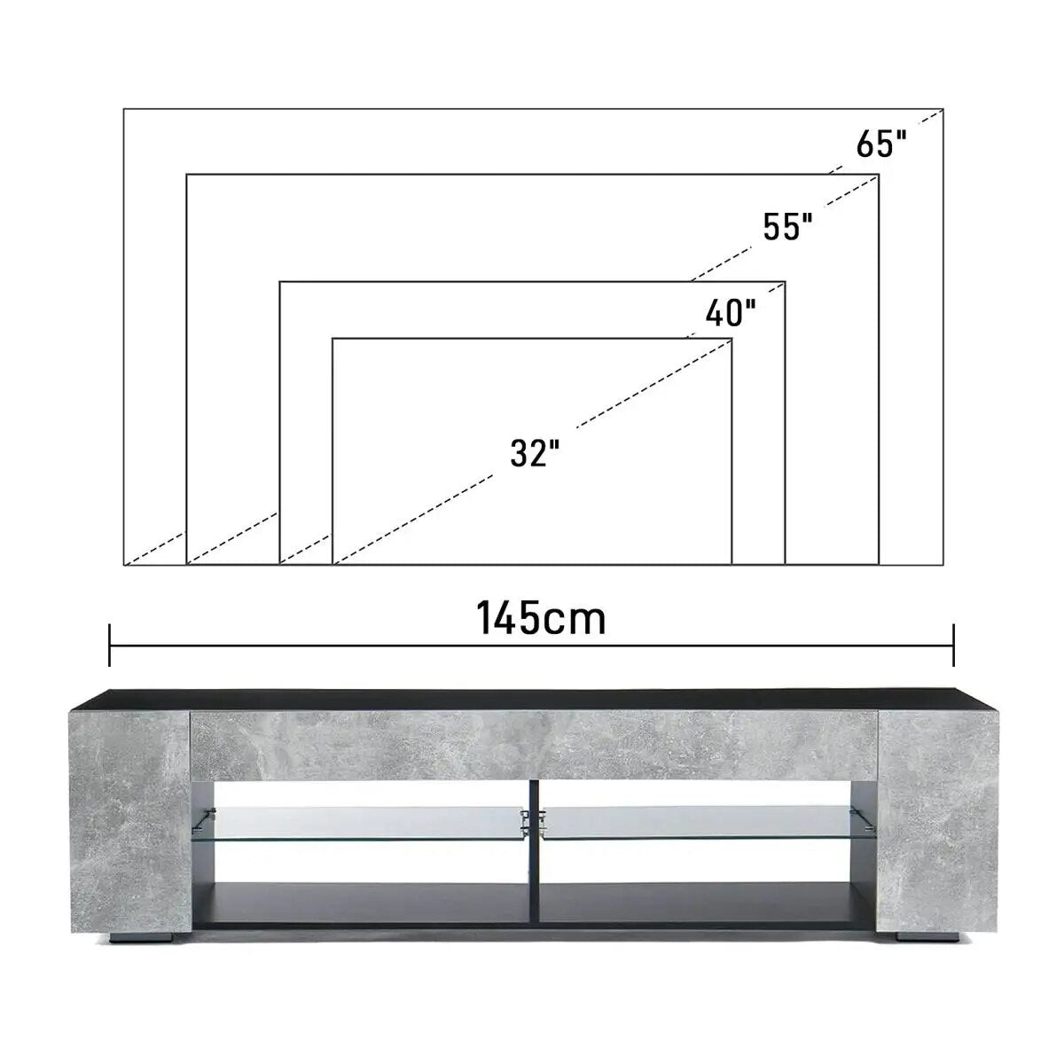 High Gloss Modern TV Stand Bookshelves With LED Light 4-Shelf Console Cabinet H image 8