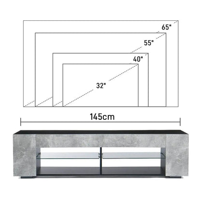 High Gloss Modern TV Stand Bookshelves With LED Light 4-Shelf Console Cabinet H image 8