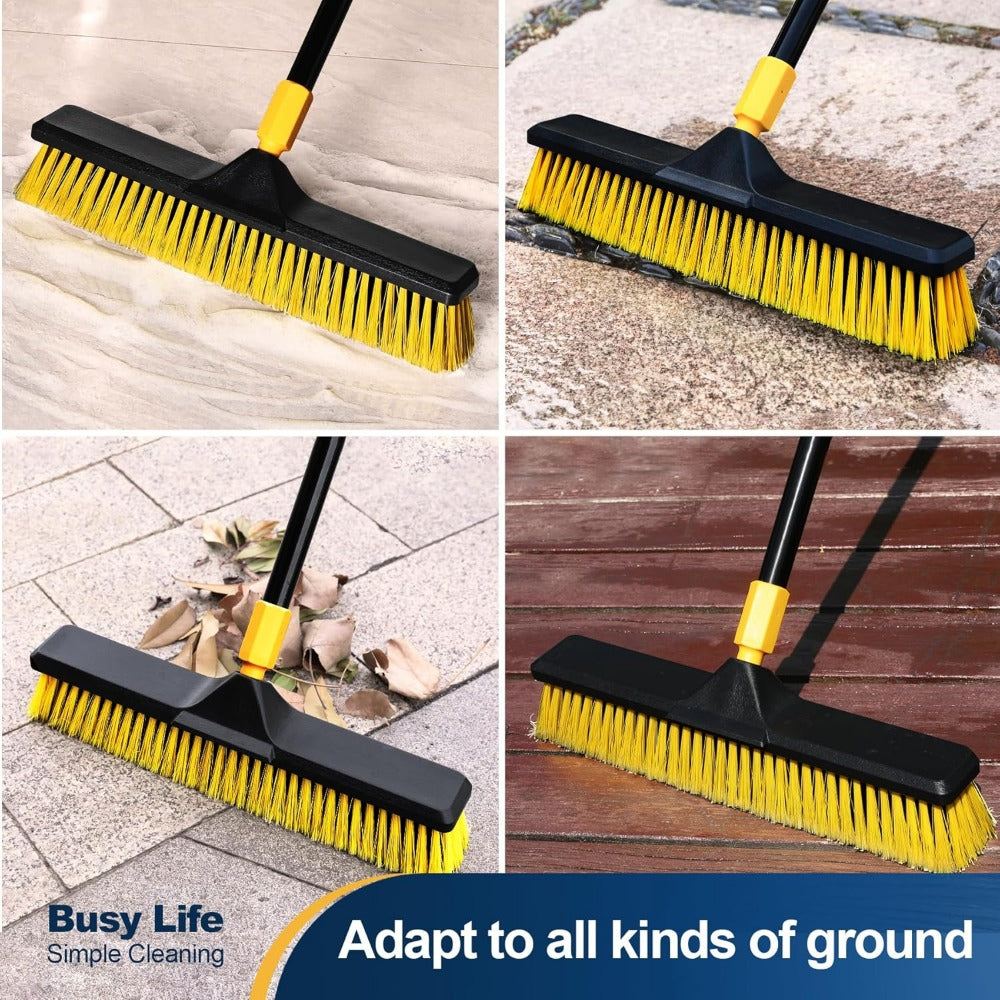 18 " push broom heavy-duty outdoor commercial broom brush stiff bristles for image 5