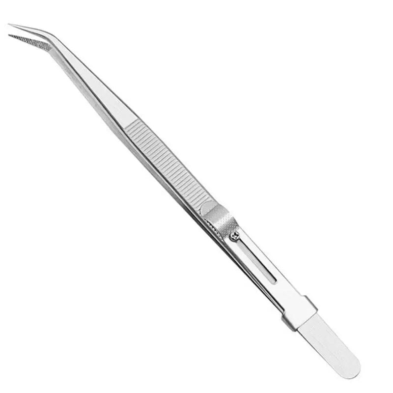 Stainless Steel Tweezers Adjustable Slide Lock Antistatic Tweezers Jewelry Maki image 0