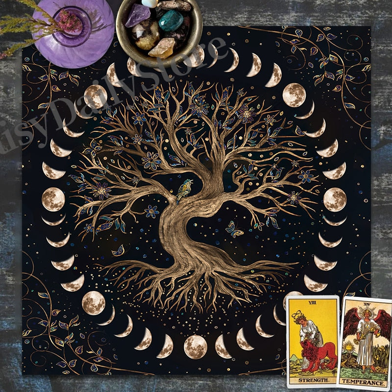 Tree of Life Tarot Card Tablecloth Moon Phase Altar Cloth Pagan Pendulum Witchc image 6