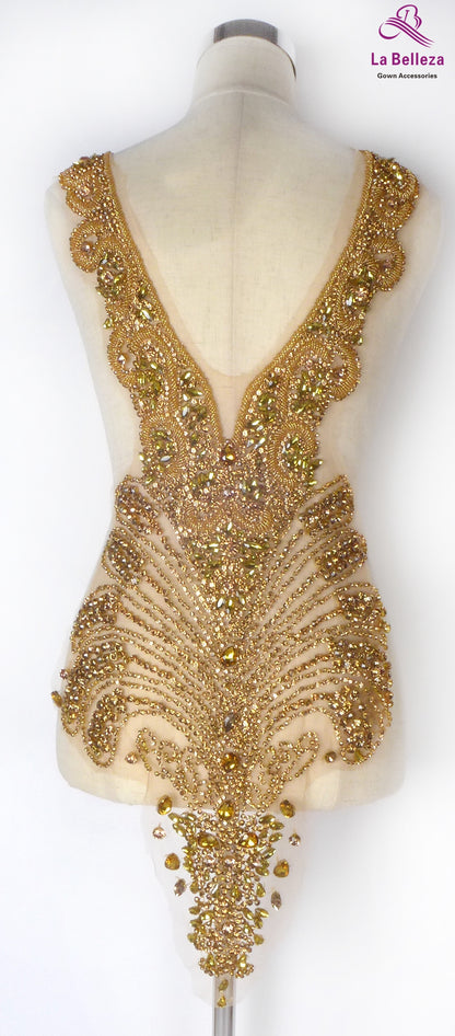 La Belleza black AB  rose gold silver Red crystal rhinestone long rich bodice a image 3