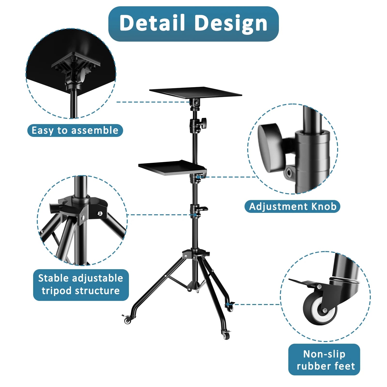 145cm Projector Tripod Stand Laptop Tripod Adjustable Height 23 to 63" Standing image 4