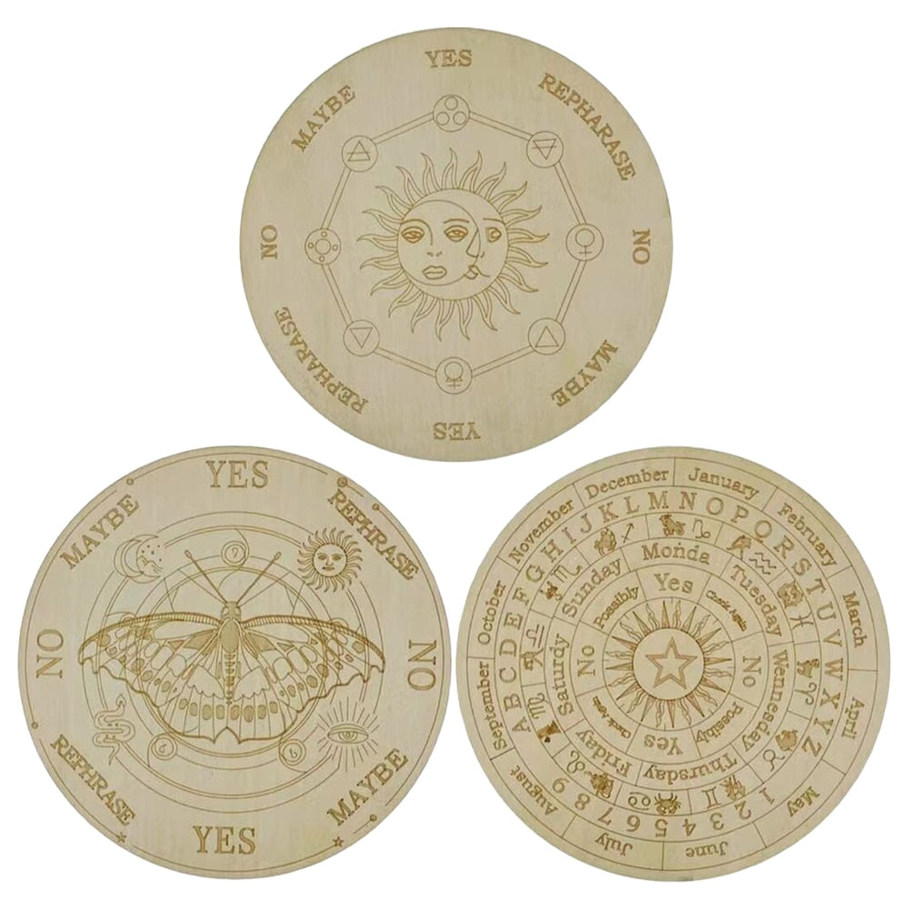 Wooden Pendulum Board with Moon Star Divination Healing Meditation Board Energy image 12