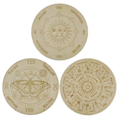 Wooden Pendulum Board with Moon Star Divination Healing Meditation Board Energy image 12