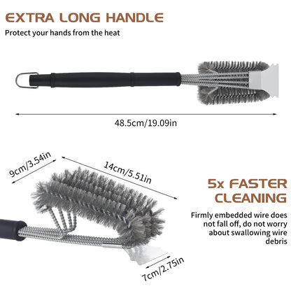 Stainless Steel Grill Brush with Scraper, 19 in Grill Brush for Outdoor Grill,  image 5