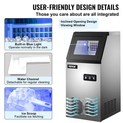 VEVOR 30KG 35KG 40KG 60KG/24H Commercial Ice Maker Ice Cube Machine High Ice Yi image 5