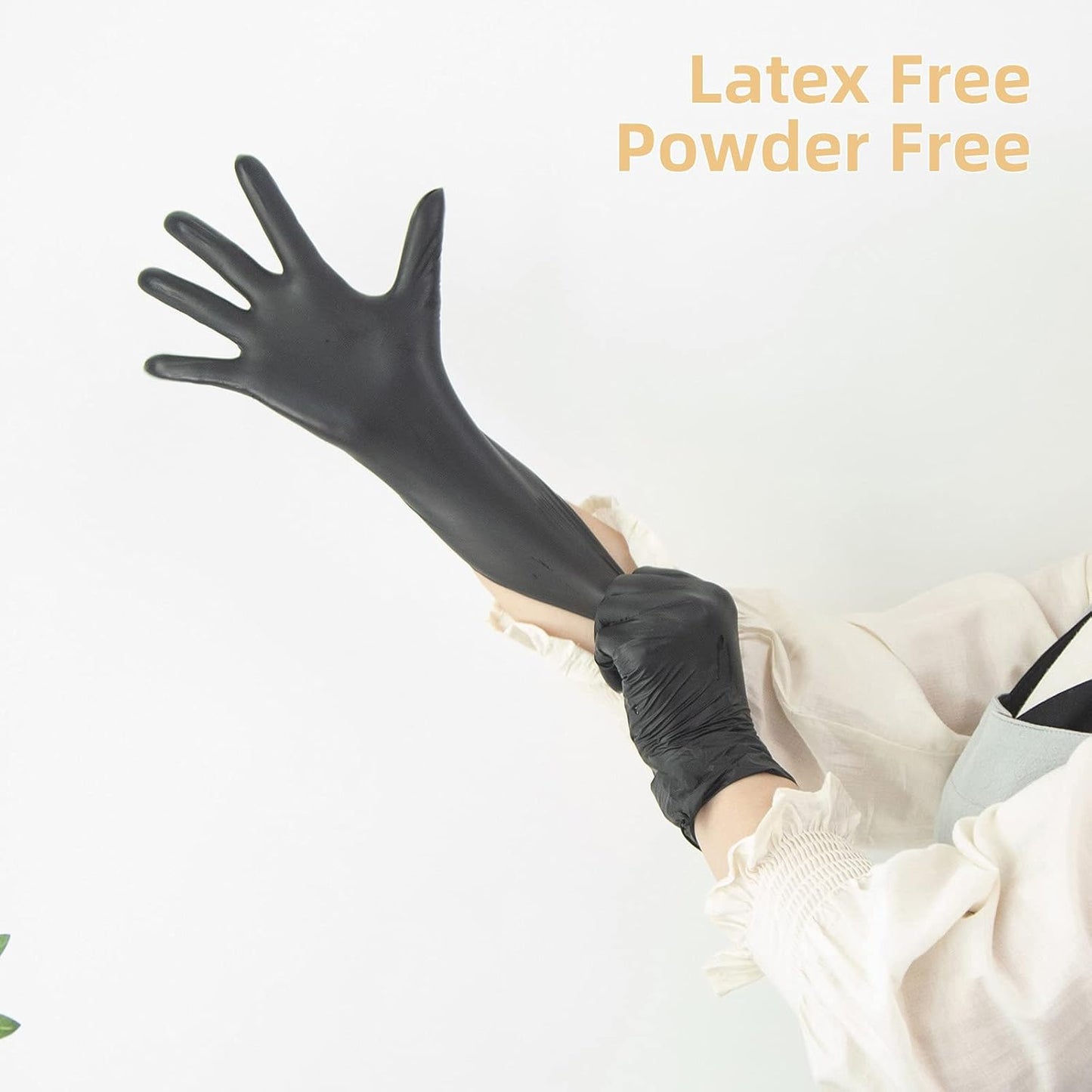 Black Disposable Vinyl Exam Gloves,100 Count Latex Free Powder Free for Househo image 2