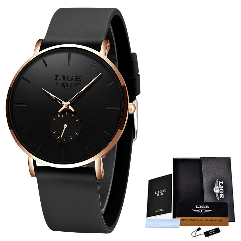 LIGE New Fashion Mens Watches Top Brand Luxury Sport Waterproof Simple Ultra-Th image 4