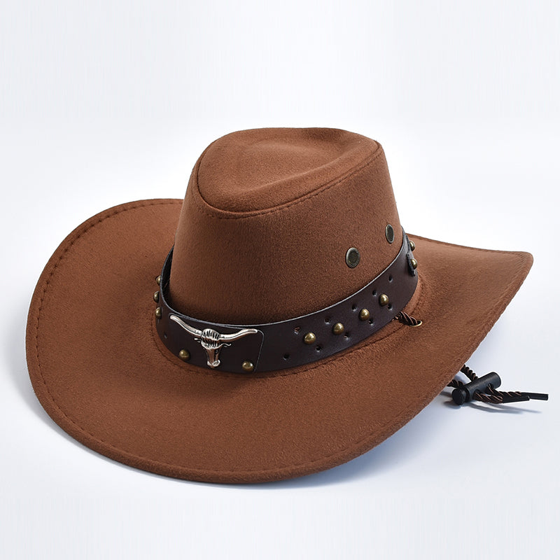 New Artificial Suede Western Cowboy Hats Vintage Big-edge Gentleman Cowgirl Jaz image 2
