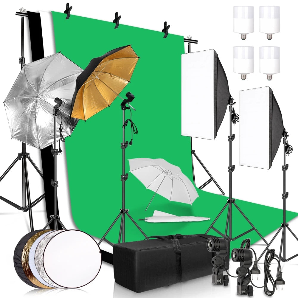 Pography Lighting Kit 2.6x3M Po Background Muslin Backdrops & Softbox & U
