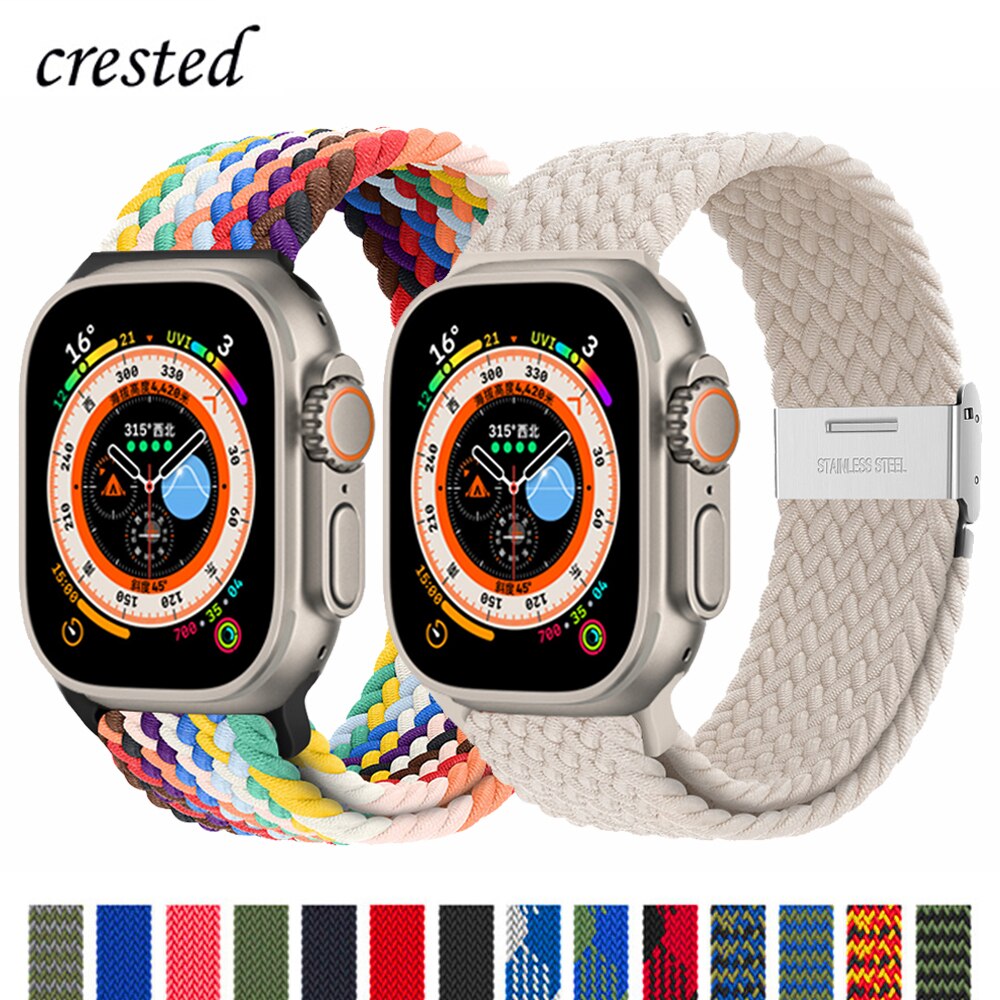 Braided Solo Loop For Apple watch band 44mm 45mm 49mm 40mm 41mm 38mm 42mm Nylon image 0