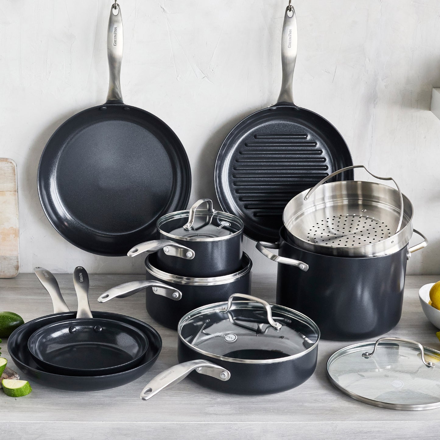 GreenPan Black Pro Ceramic Nonstick 13-piece Cookware Set image 0