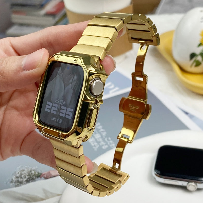 Band+Case For Apple Watch Band Ultra 49mm Strap Metal Bracelet Link Correa For  image 6