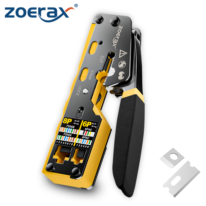 ZoeRax RJ45 Crimping Tool Ethernet Crimp Tool for RJ11/RJ12 Standard, RJ45 Pass