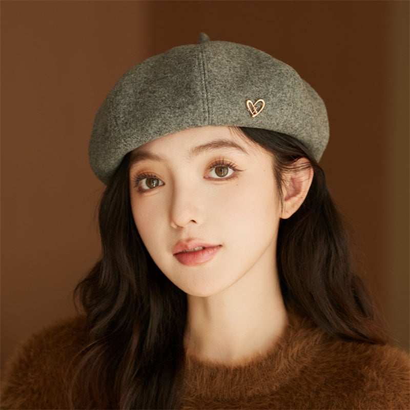 Japanese-style women's big-head beret for spring and autumn Korean retro all-ma image 3