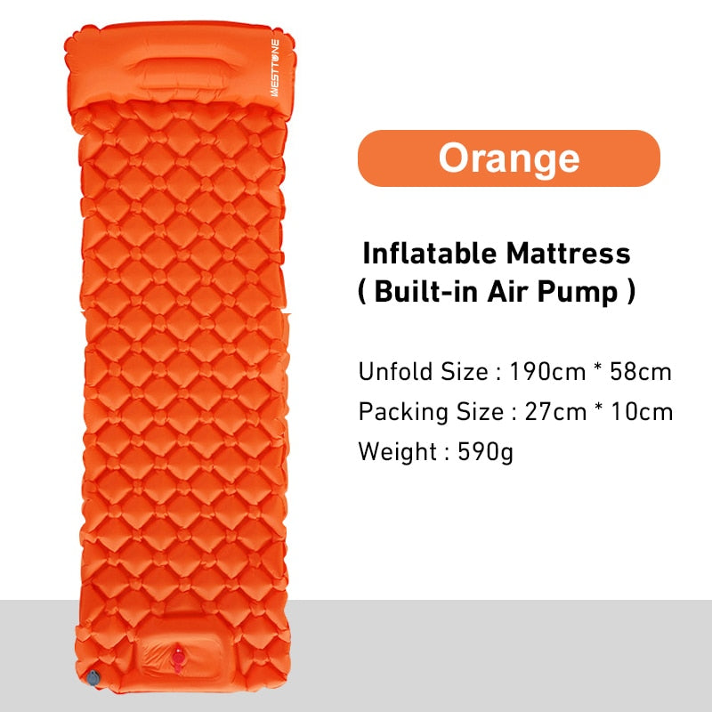 Outdoor Sleeping Pad Camping Inflatable Mattress Built-in Pump Ultralight Air C image 7