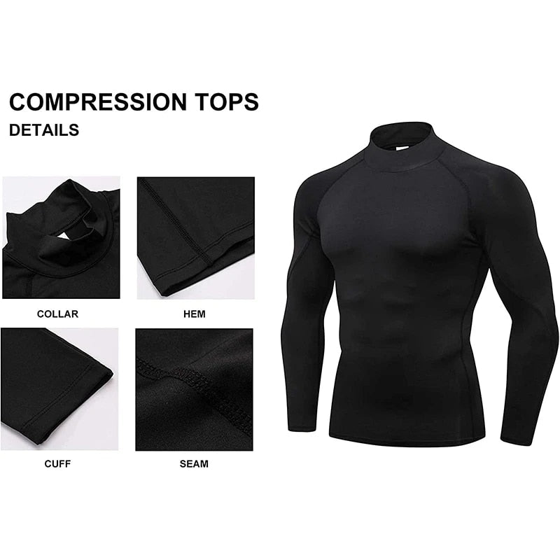 Men Bodybuilding Sport T-shirt Quick Dry Running Shirt Long Sleeve Compression image 10