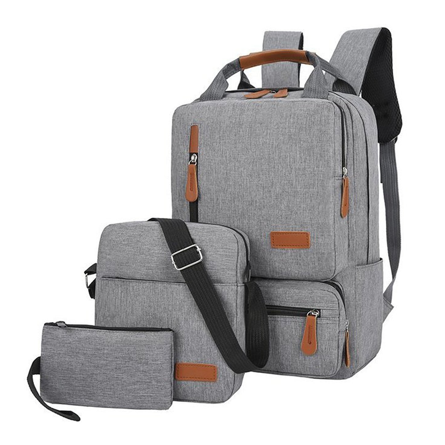 3pcs Backpack Set Women Men Laptop Backpack Shoulder Bag Small Pocket for Trave image 2