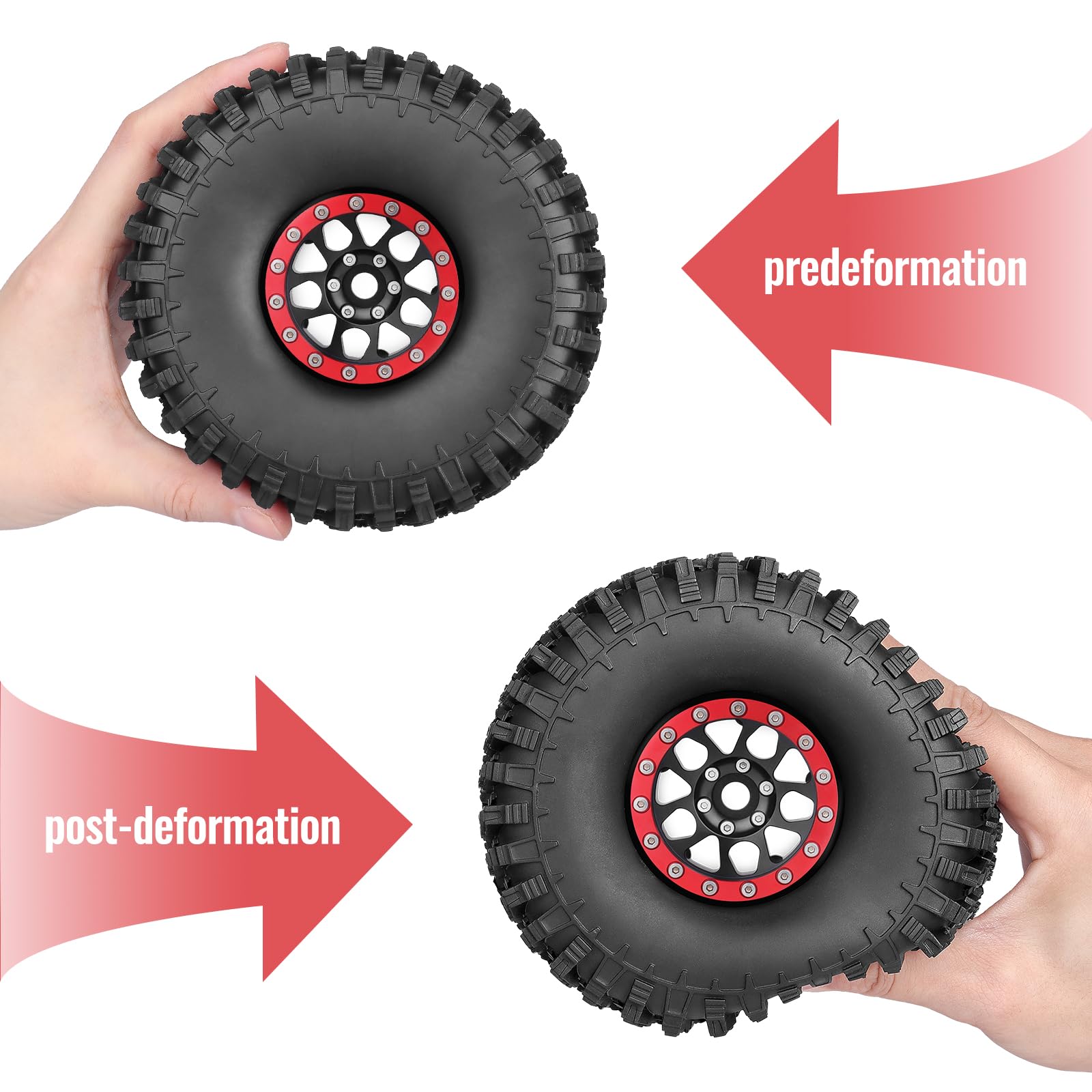 4pcs Hobbypark 1.9 " Beadlock Wheels and Tires Set for 1/10 Scale RC Crawler image 12
