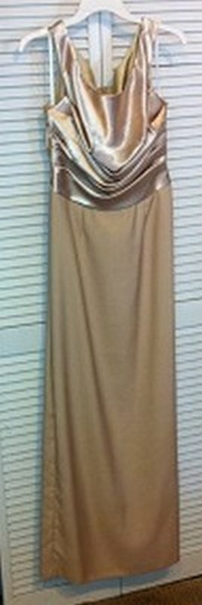Watters & Watters Women Satin Ivory Pleated Bodice Sleeveless Full-Length Size 8 image 0