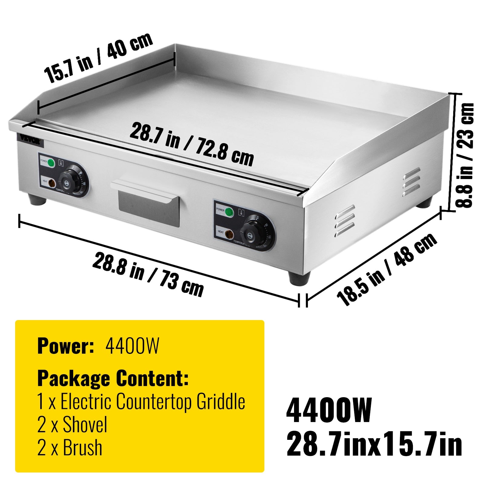 VEVOR Electric Countertop Griddle with Drawer Stainless Steel Flat Top Grill Ba image 3