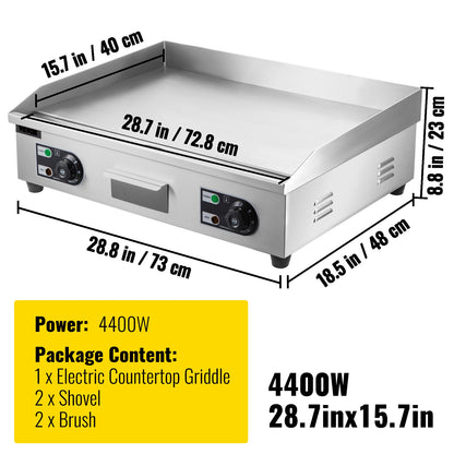 VEVOR Electric Countertop Griddle with Drawer Stainless Steel Flat Top Grill Ba image 3