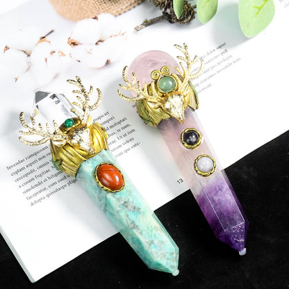 1PC Crystal Scepter Chakra Natural Quartz Crystal Point Magic Wand Stick Wicca image 8