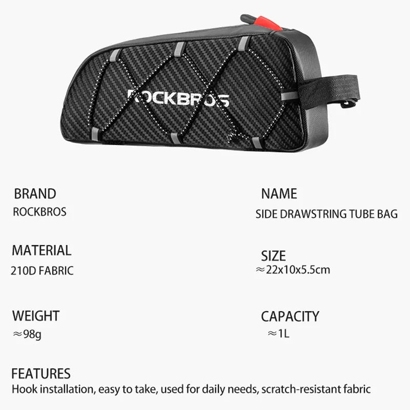 ROCKBROS Bike Bag Waterproof Reflective Front Top Frame Tube Bag Large Capacity image 2