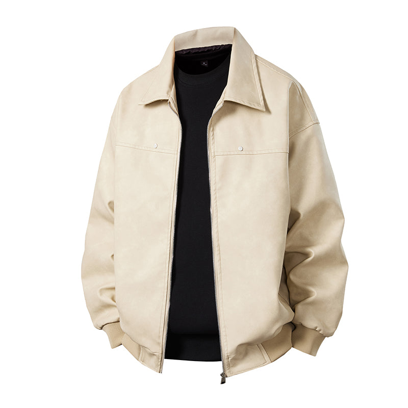 Men Fashion Trend Autumn Winter Outdoor Highquality Imitation Leather Jacket Co image 5