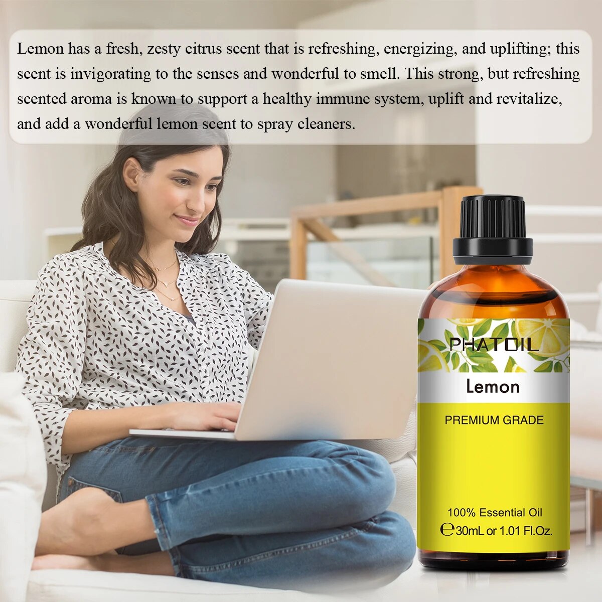 PHATOIL 3pcs Essential Oils Set for Humidifier 30ml Lavender Lemon Peppermint A image 5