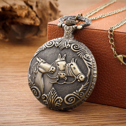 Pocket Watch Antique Steampunk Vintage Quartz Pocket Watch Rose Gold Case Neckl image 1