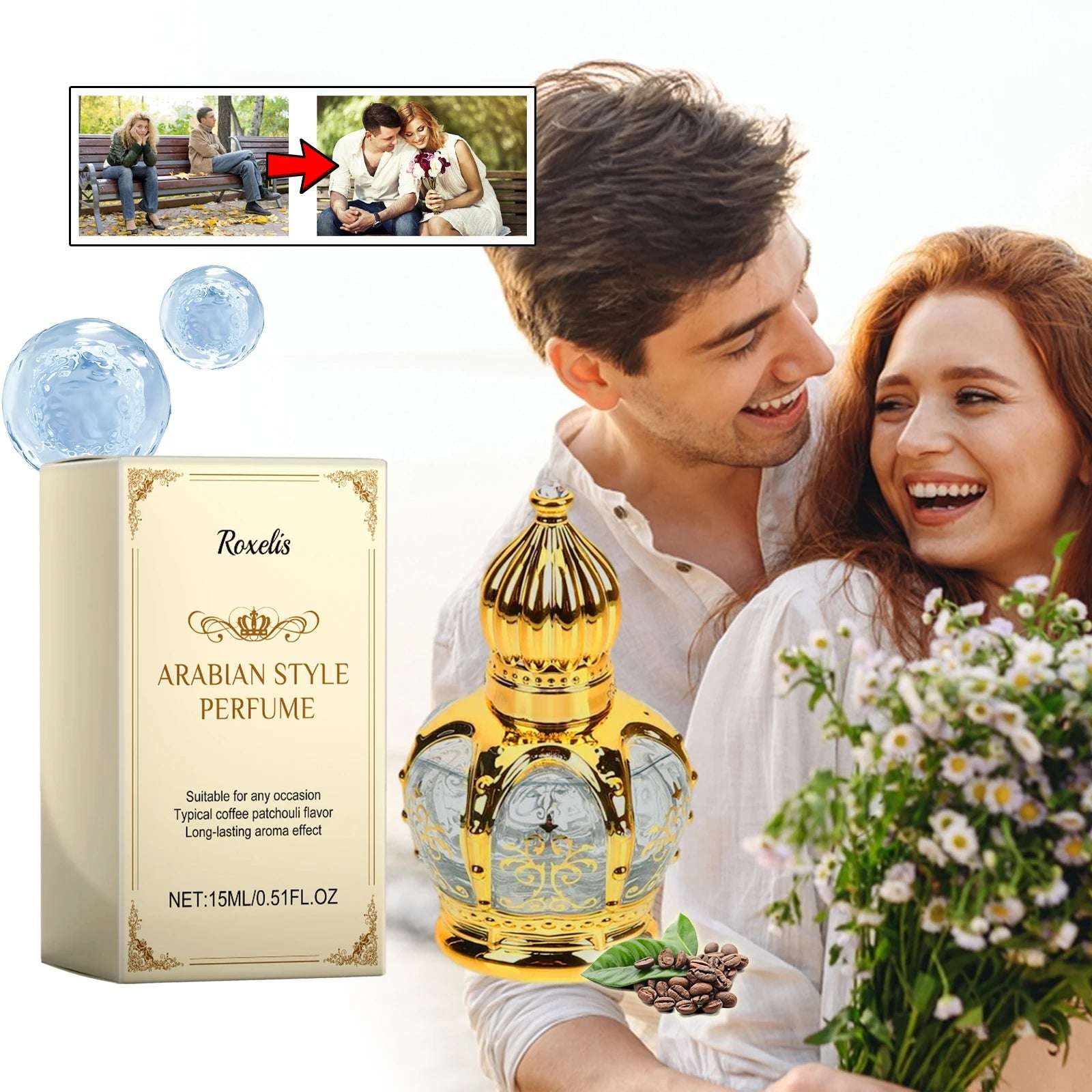15Ml Coffee Patchouli Arabian Perfume Long Lasting Fresh Alluring Fragrance Uplifting Energy Mood Boosting Luxury Scent