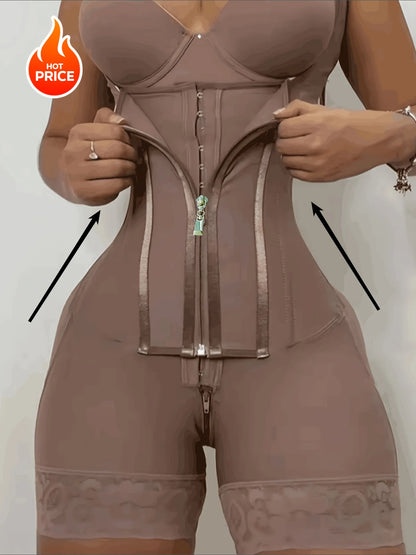 Women's High-Waisted Lace Shapewear Bodysuit - Non-Padded, Full-Covera