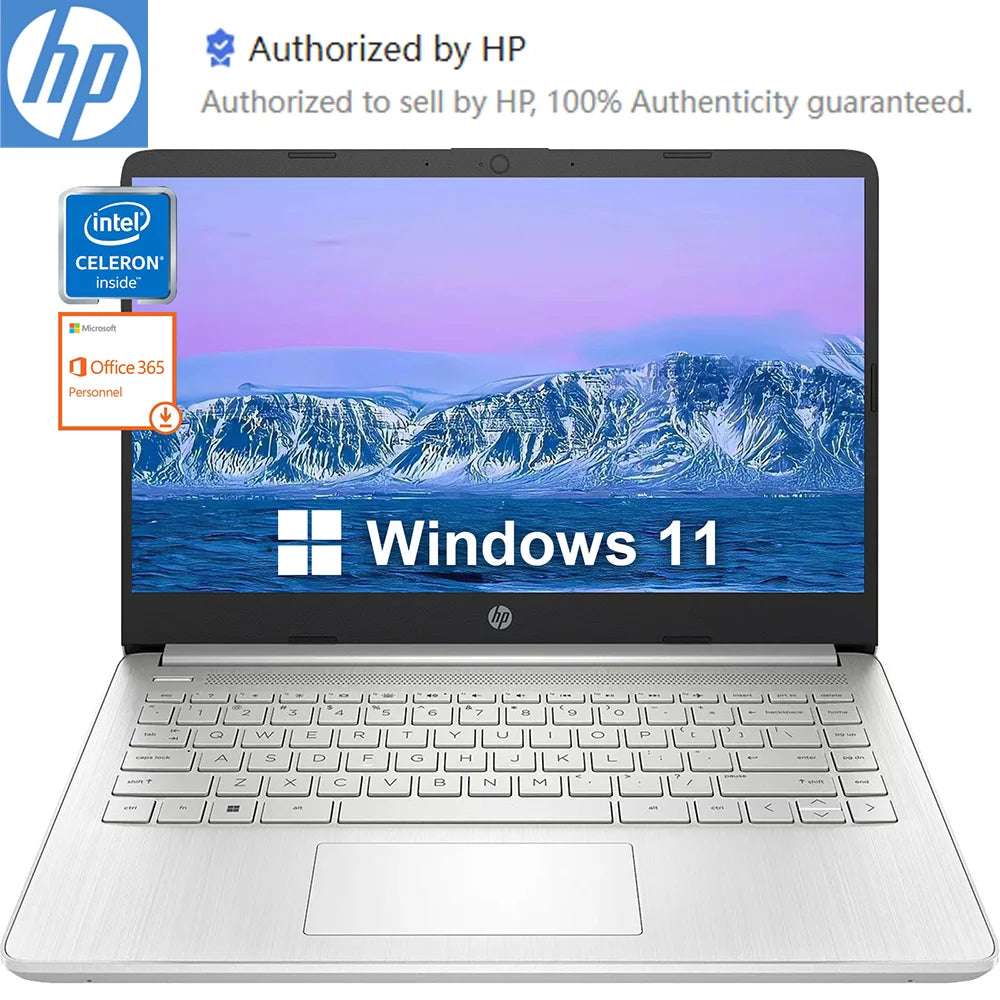 Hp Newest 14" Business Laptop,Intel Celeron N4120,Up To16Gb Ram,384Gb Storage(128Gb Emmc+256Gb Micro Sd),1Year Office 365,Silver