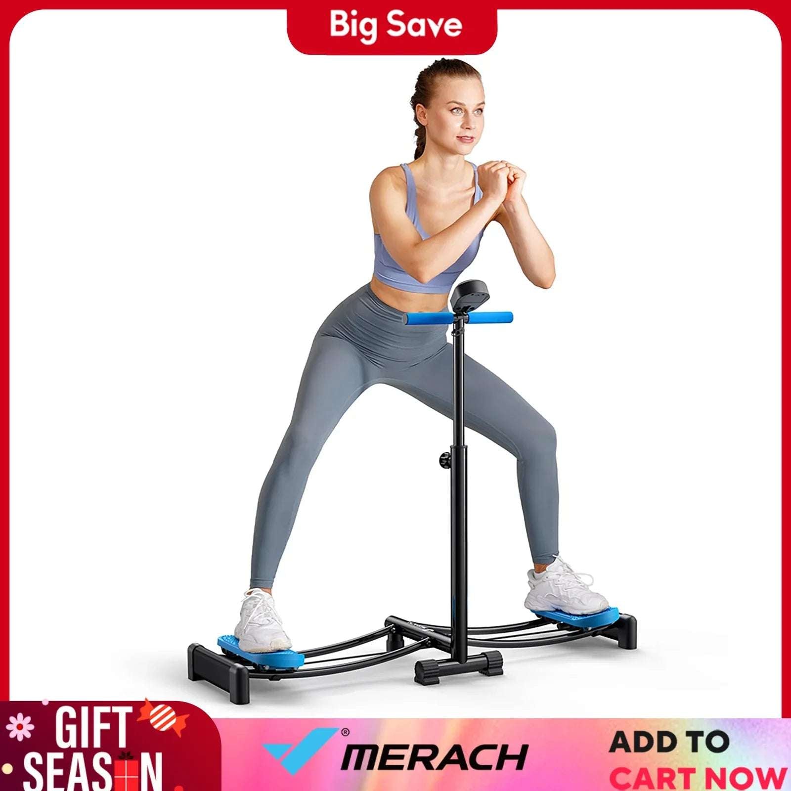 MERACH Ski Machine Simulated Ski Trainer Adjustable Height Ski Machine Exercise Equipment for Leg Pelvic Floor Muscle Workout