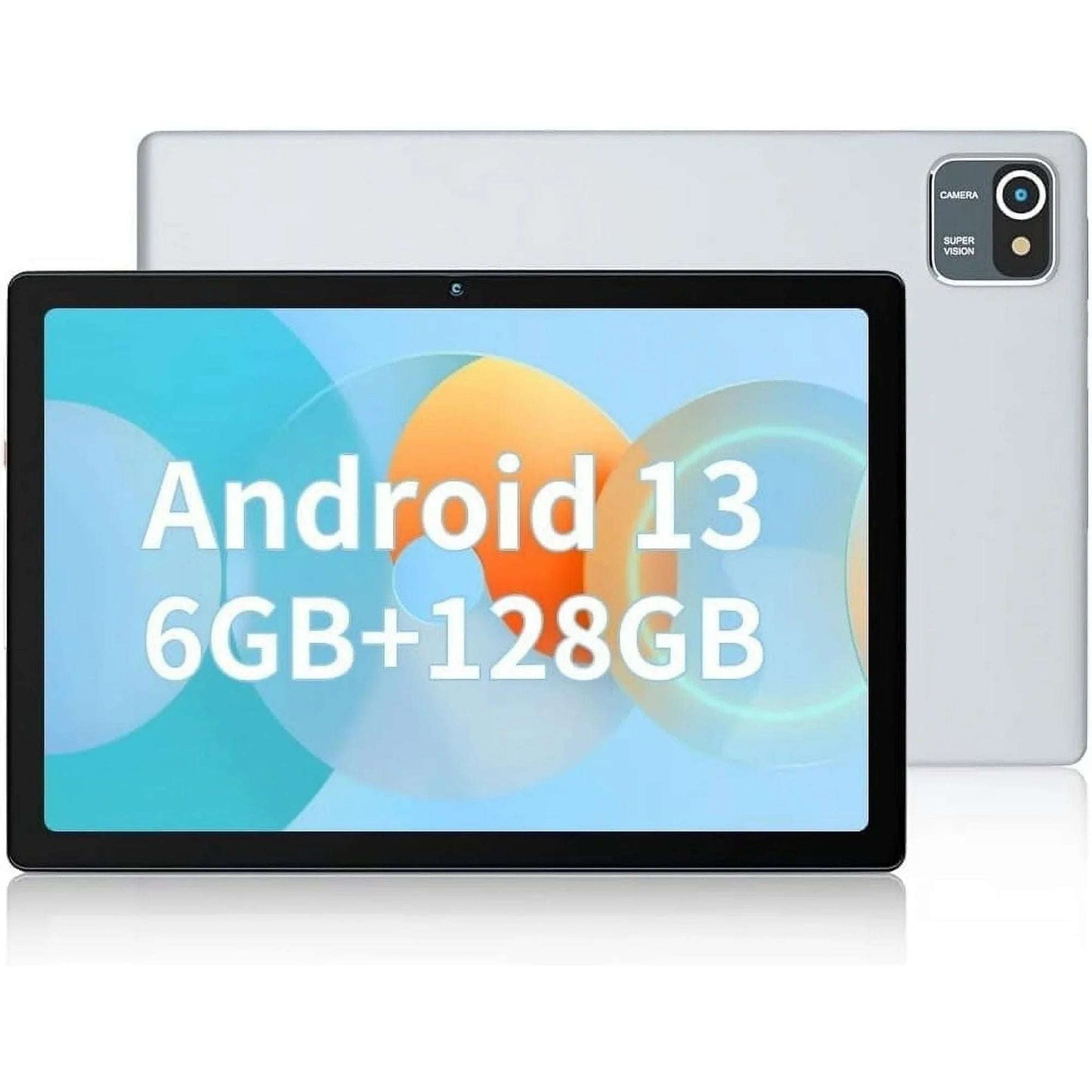 SKI 10.1 " Tablet, 6GB(4+2) RAM, 64GB ROM, 128GB Expand, 5000mAh, 1280x800 HD Touch Screen, 5MP+8MP Dual Camera (Silver)