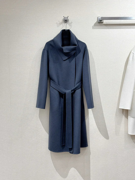 Women Double-Sided Cashmere Coat, Mid-Length, Slimming, Woolen Overcoat, -End Style.